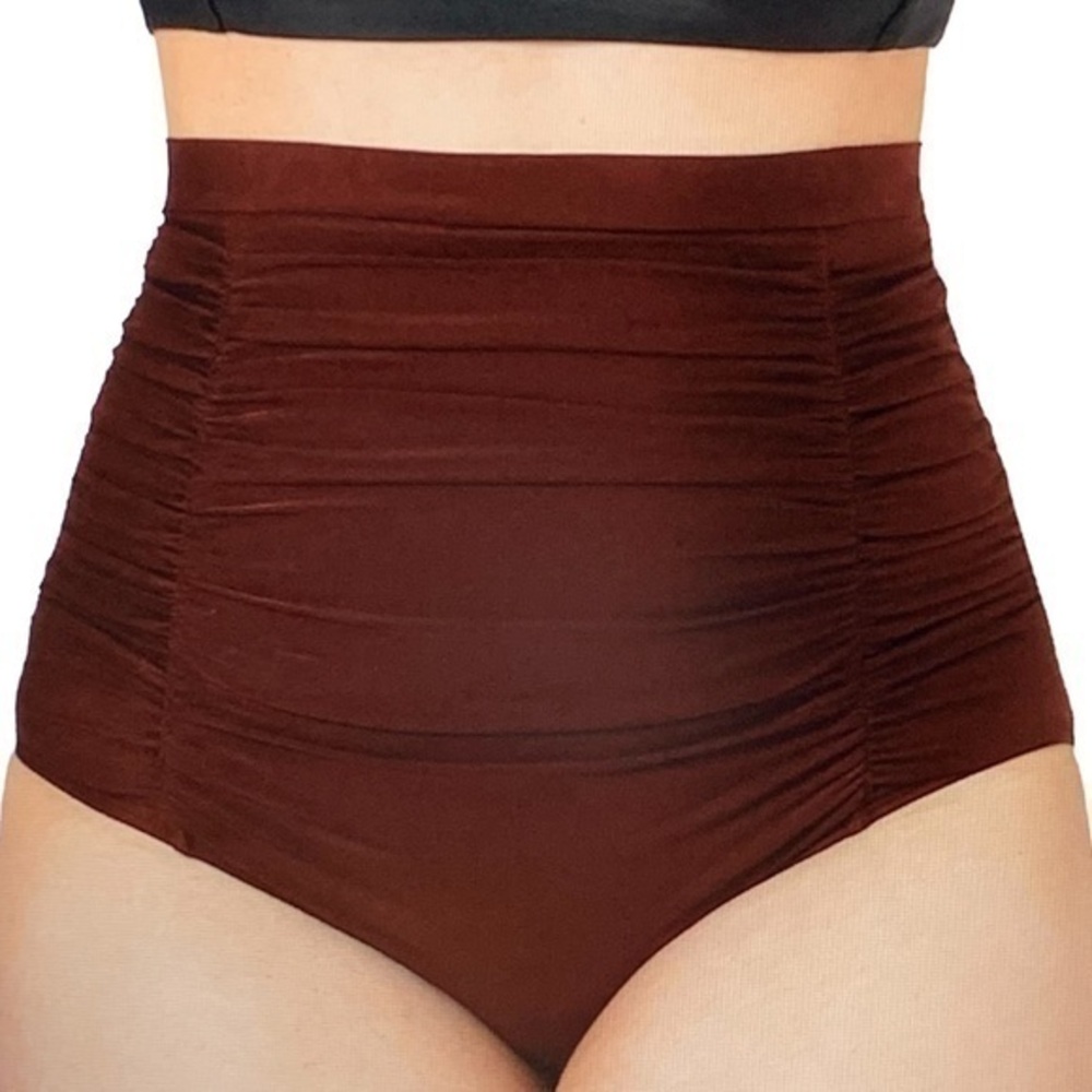 Shapermint Essentials High-Waisted Ruched Bottom Maroon Size Large EUC #5137